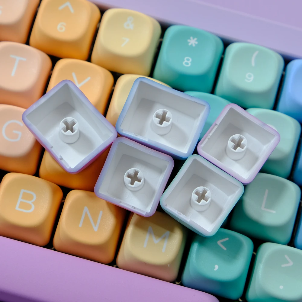 Fudge-Tapa de tecla de color Orbicular, perfil XOA, juego de teclas de sublimación de tinte PBT, 126 teclas para teclado MX 6.25U 7U Shift