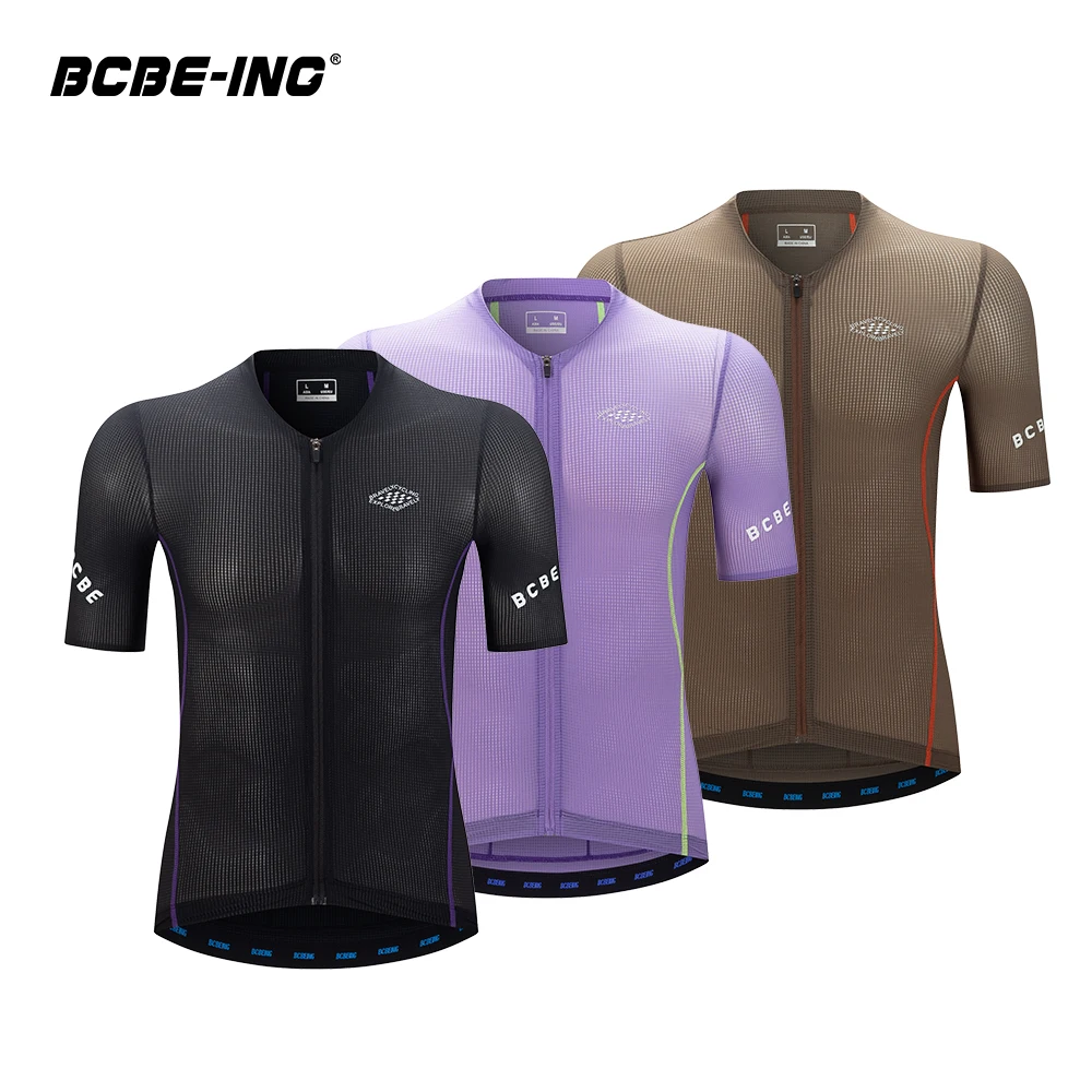 

BCBE-ING Men Women Aero Cycling Jersey Short Sleeve Lightweight Smli Fit Breathable Quick Dry Bicycle Clothing RACE Riding Shirt
