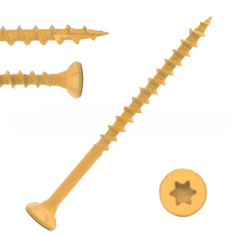 100pcs Wood Screws Deck Screws Star Flat Head Rust Resistant Bit Wood Fasteners Outdoor Self Taping Screws T25 Drive Bit Drive