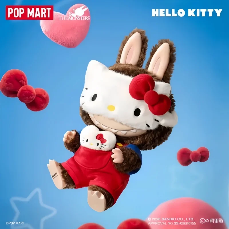 

New POP MART Labubu The Monsters x Hello Kitty 38cm Vinyl Doll Collectible Blind Box Room Decor Toy Doll Girl's Birthday Gift