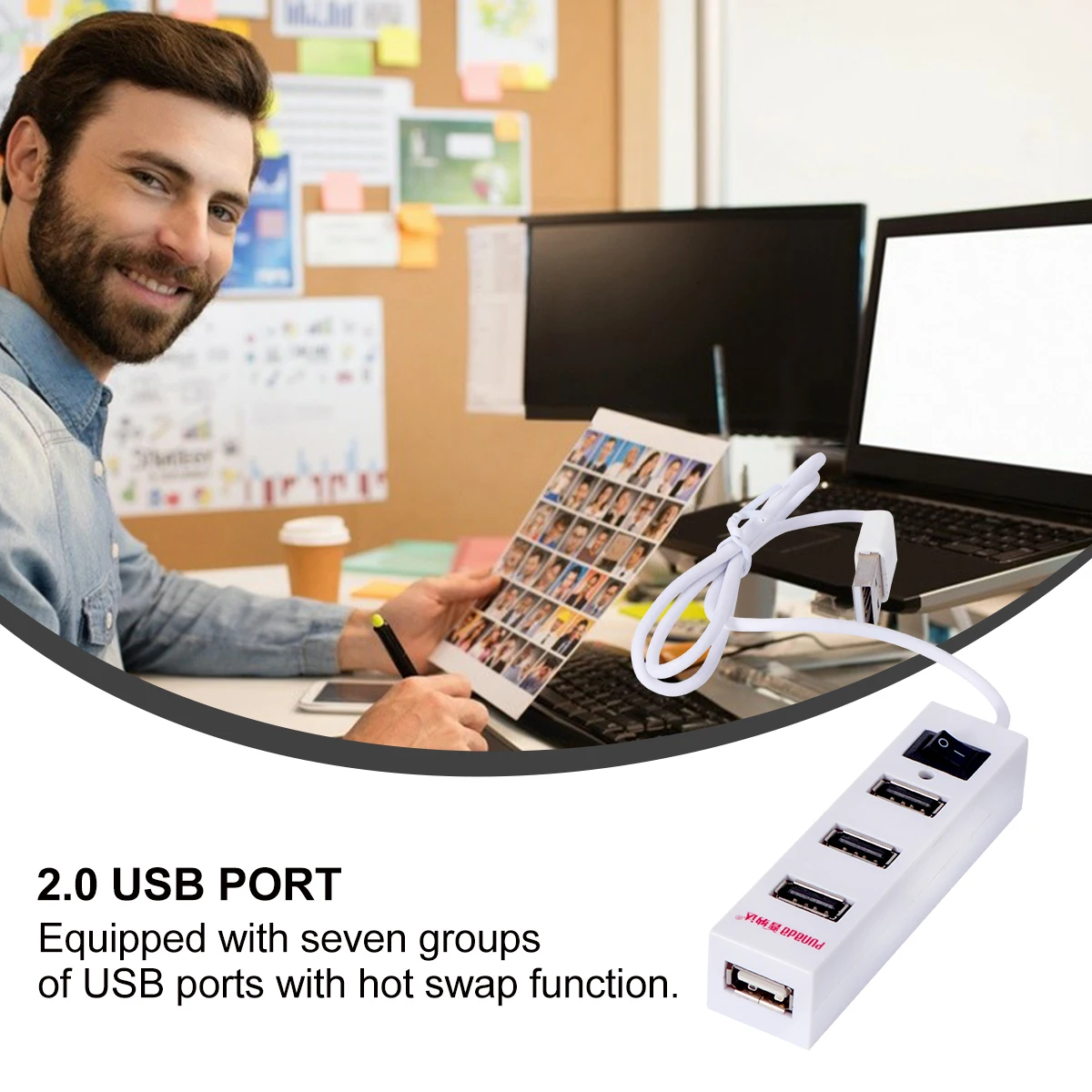 

1pc USB 2.0 4-Port Hub GL850A Chip High Speed 480Mbps Compact Splitter for Laptop PC Hard Drive 500GB Overload