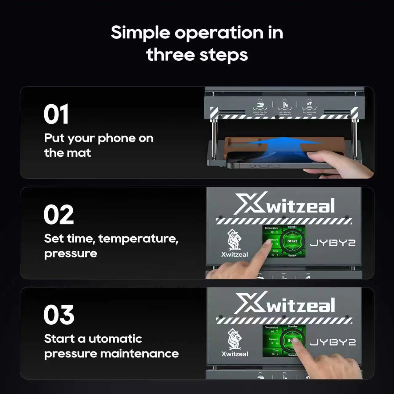Xwitzeal JYBY2 Auto. Phone Pressure Maintance Machine for Recover iPhone Andorid Samsung Air Tightness