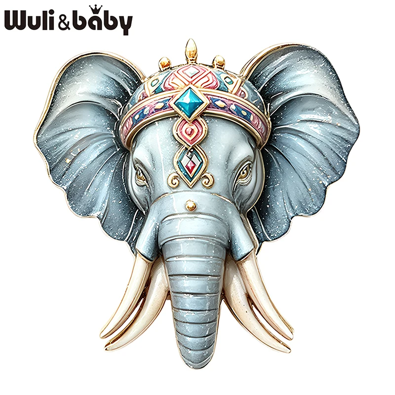 Wuli&baby Vintage Elefantenkopf-Broschen für Frauen Unisex 5-Farben Emaille Tier Party Casual Broschen Geschenke – Detail 3