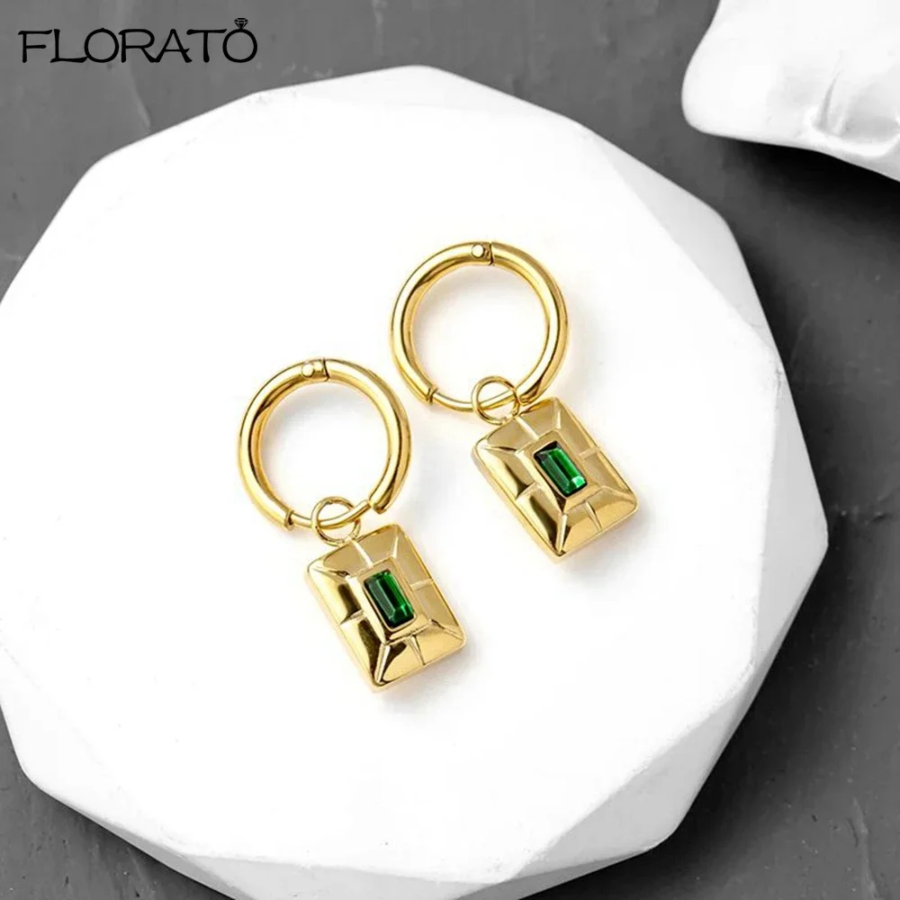 

2024 New Hoop Earrings for Women 925 Sterling Silver Needle Geometric Pendant Earrings Creative Jewelry Gold-color Earrings
