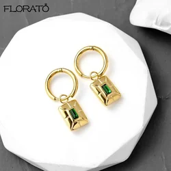 2024 New Hoop Earrings for Women 925 Sterling Silver Needle Geometric Pendant Earrings Creative Jewelry Gold-color Earrings