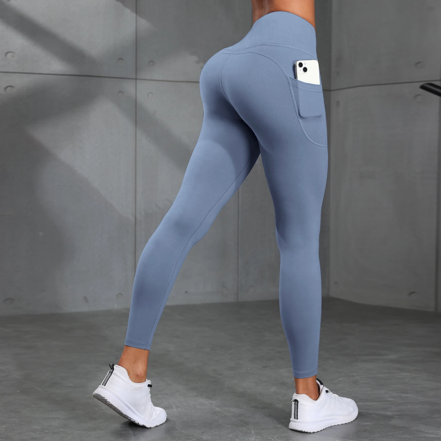 Women's High-Waisted Solid Color Yoga Pants With Pockets, Compression Leggings For Sports, Fitness, Running image 3