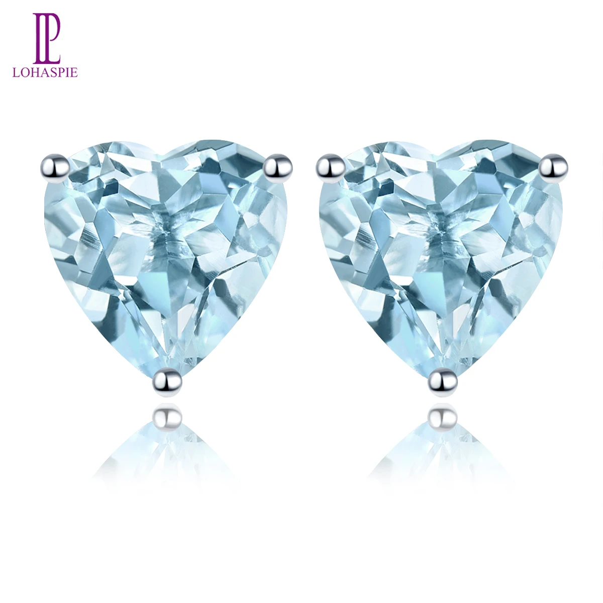 

Lohaspie Natural Aquamarine Real 9K White Gold Stud Earring 1.9 Carats Genuine Gemstone Customized Fine Jewelrys Women Gifts