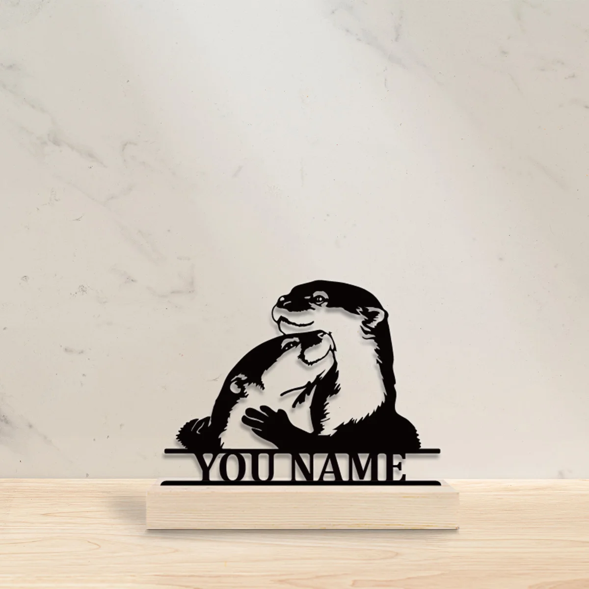 1pc Interesting Desktop Metal Statues Custom Content With Wooden Base Modern Rural Home Desktop Decorations