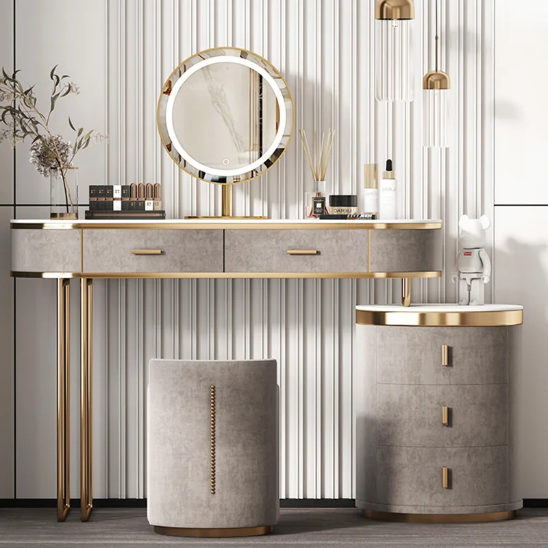 Luxury Bedroom Vanity Table Bedroom Mirror Modern Bathroom Dressing Table Jewelry Storage Muebles De Dormitorio Trendy Furniture