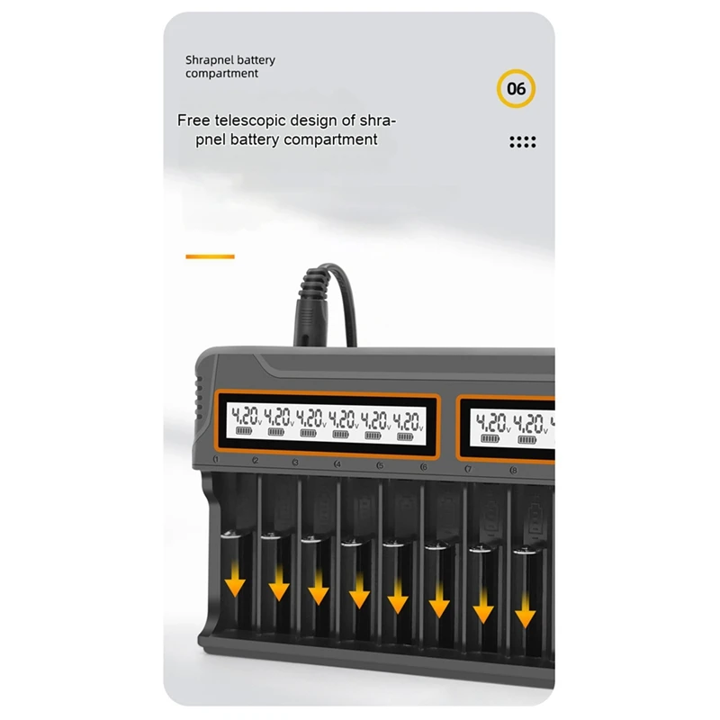 

Зарядное устройство для аккумулятора 18650, зарядное устройство, 12 слотов Aa.Aaa, никель-металлогидридная/литиевая батарея, умная универсальная