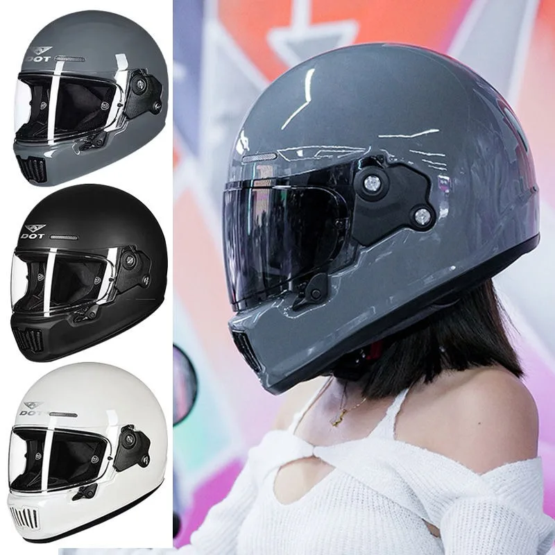 Motorcycle Helmet Personalized Retro Knight Helmet Glass Fiber Retro Full Helmet All Seasons Universal Moto Cross Black