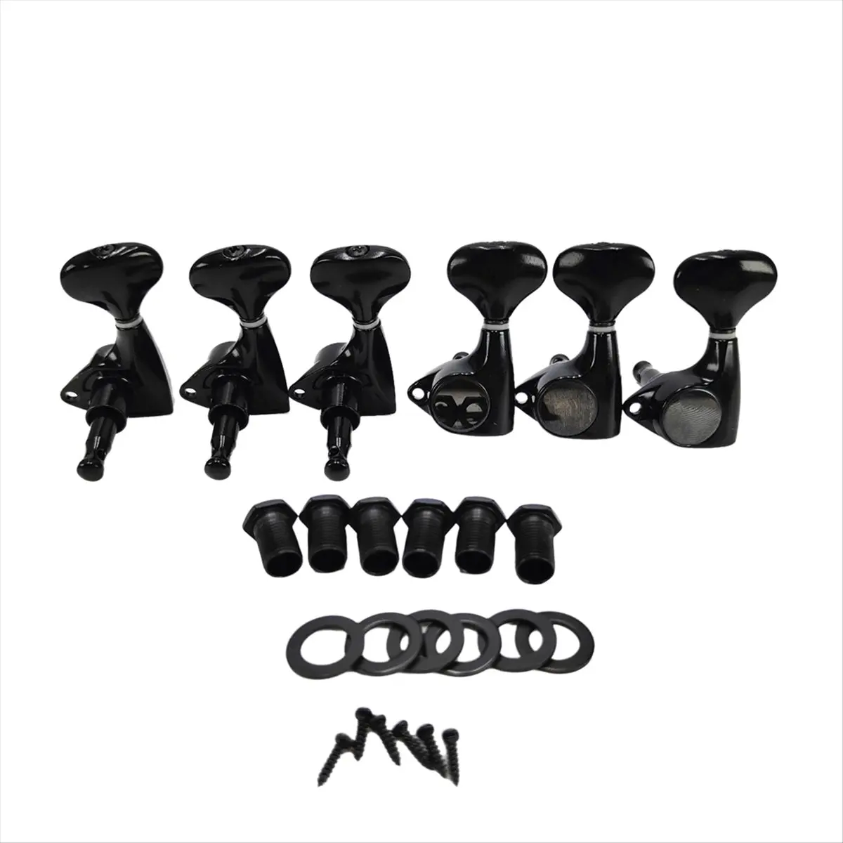 Efficient- 6 Pcs Small Fish-Tail Button Sealed-Gear String Tuning Pegs Tuners Machine Heads for Acoustic Electric Guitar Black