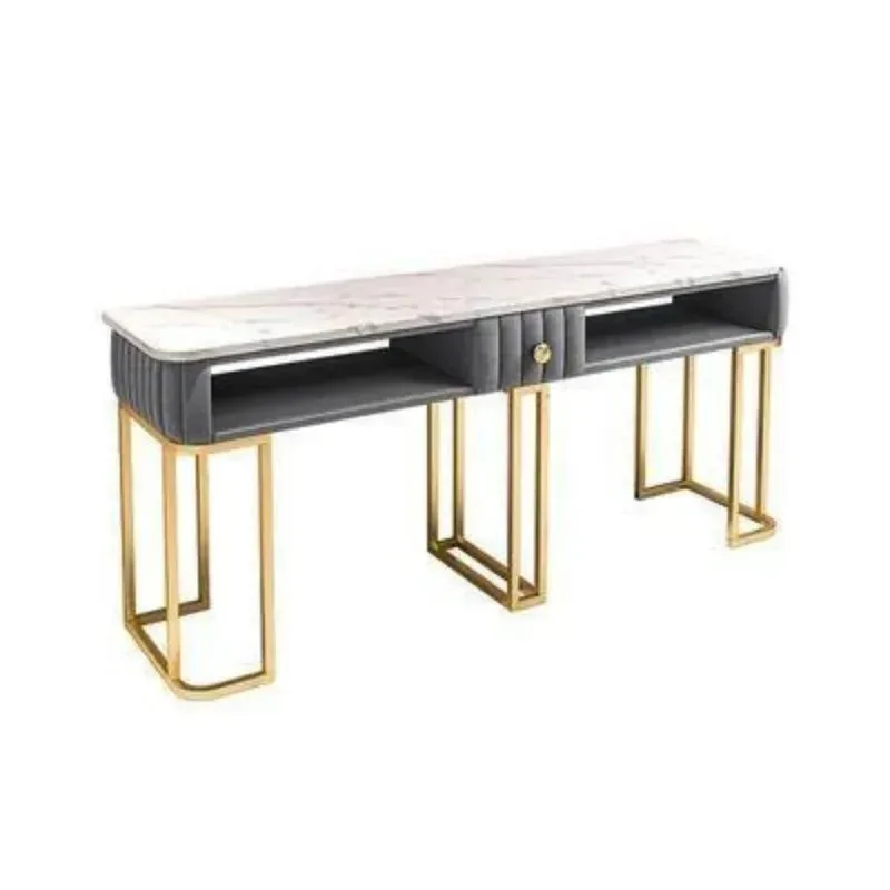 GY-MESA DE MANICURA de mármol nórdico, juego de sillas, mesa de manicura profesional, mesa de uñas simple y doble de lujo, muebles de salón