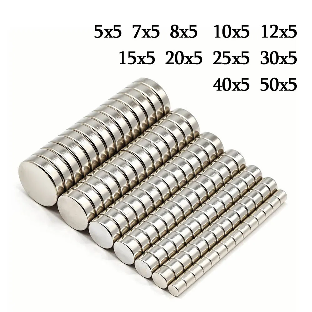 Aimant rond en néodyme Super fort aimants puissants N35 aimant de réfrigérateur NdfeB magnétique Permanent 8x5 10x5 15x5 20x5 25x5mm