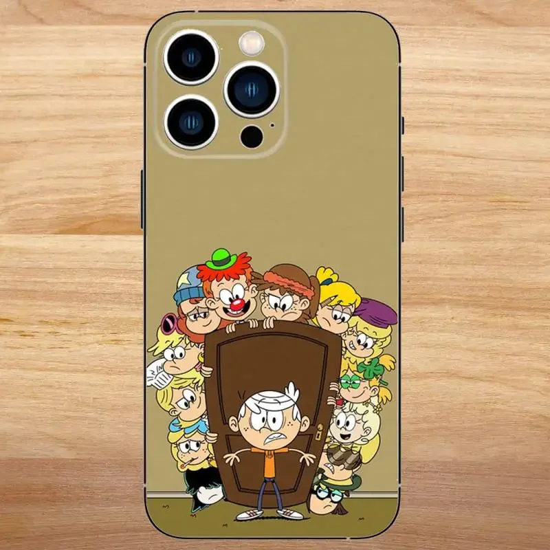حافظة هاتف كارتون The L-Loud House لهاتف iPhone15,14,13,12,11,Pro,Max,Plus,Mini,X,XS,XR,8,7,6,S,Plus,SE حافظة سوداء ناعمة