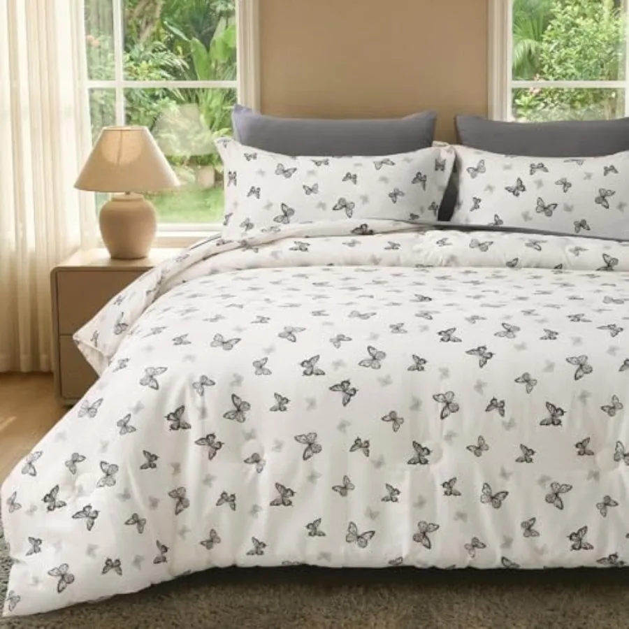 

7 Pieces Comforter Set for Girls Soft Fluffy Bedding Set Size Bed in A Bag as Gifts Comforter Flat Sheet 1 Fitted Sheet 2 Pillo