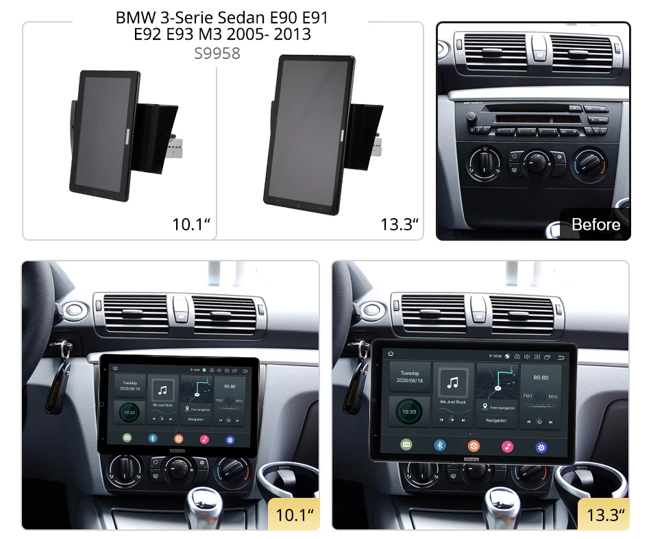 13.3 Inch Ownice 1Din Android 12.0 Car Radio 360 for BMW Sedan E90 E91 E92 E93 M3 Auto Audio SPDIF Rotatable 4G LTE NO DVD