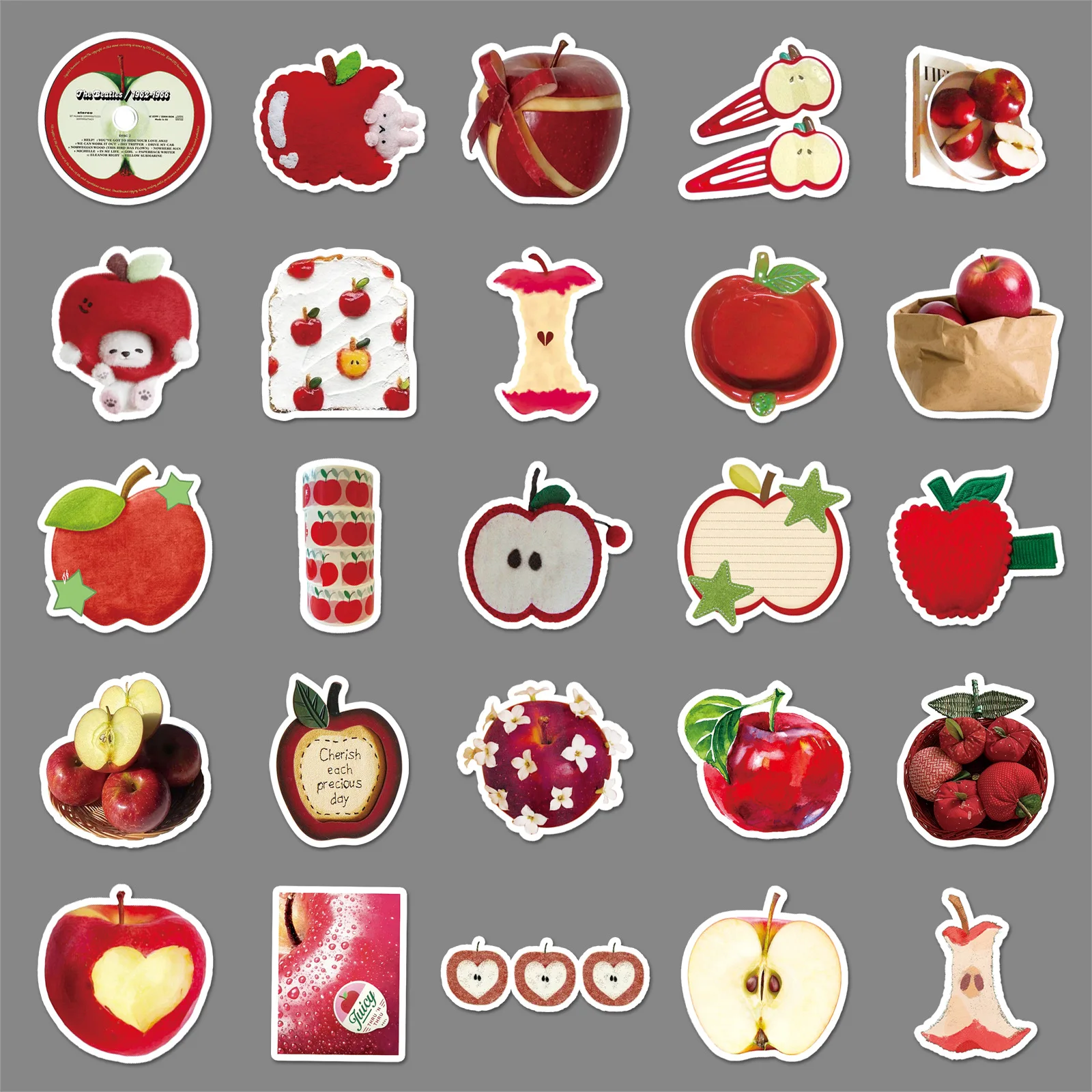 

50PCS Red Apple Cartoon Stickers INS Style Graffiti Fruit DIY Decoration Suitcase Laptop Guitar Car Bike Skateboard Toys Gifts