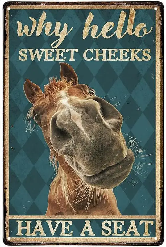 Vintage Tin Sign Horse Why Hello Sweet Cheeks Have A Metal Tin Sign Indoor ; Outdoor Public telephoneHome Bar Coffee Kitchen Wal