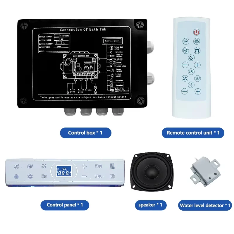 IPX 6 Waterproof Whilrpool Bathtub Control Box Controller LCD Display With Remote control FM radio/Bluetooth White Color