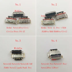 10PCS USB Charger Connector For Xiaomi Mi Civi 2 1S/F4 GT Redmi Note 12 11 Pro/K50/K60/K60Pro/Note 11S 11E 11R 11T Charging Port