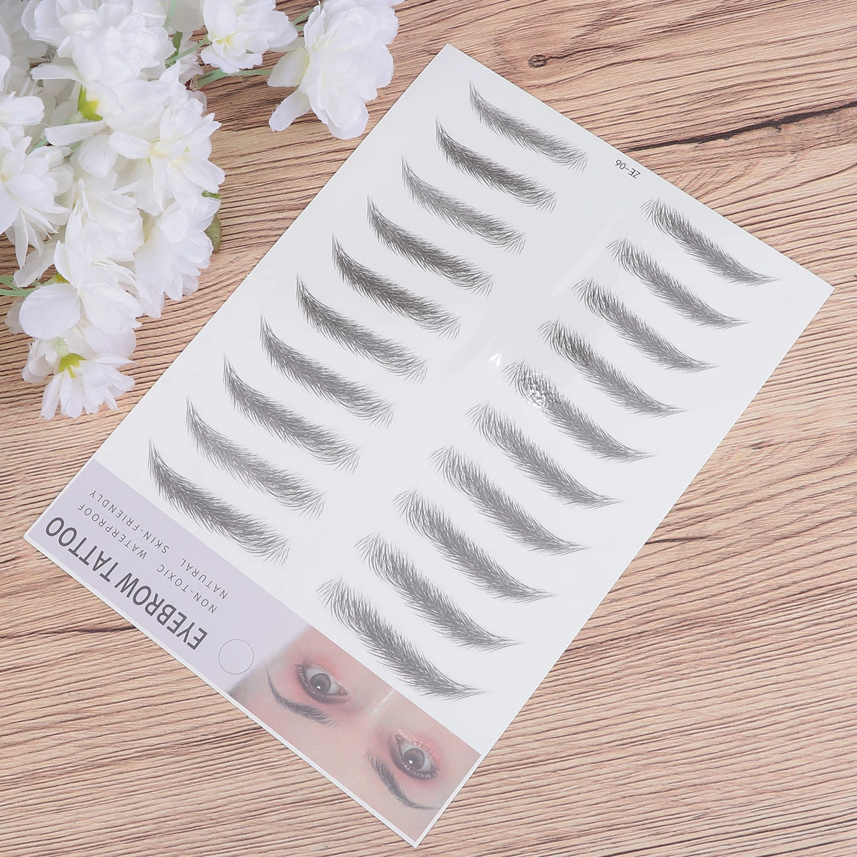 

2pcs Eyebrow Stickers 4d Hair-Like Waterproof Imitation Artificial Eyebrow Transfer Trimming Makeup Brush Tool