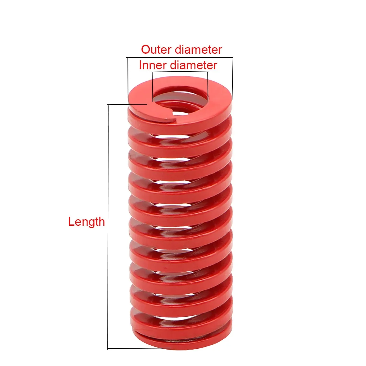 Molle per stampi a carico medio Molla di compressione rossa Diametro esterno 8 10 12 14 16 18 20 22 25 27 30 35 40mm Lunghezza 20 - 200mm