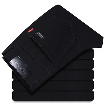 春秋復古黑色商務牛仔褲 男士休閒直筒彈性經典工作牛仔褲 韓版舒適品牌褲裝 10 最佳銷售 直筒牛仔褲 - №9