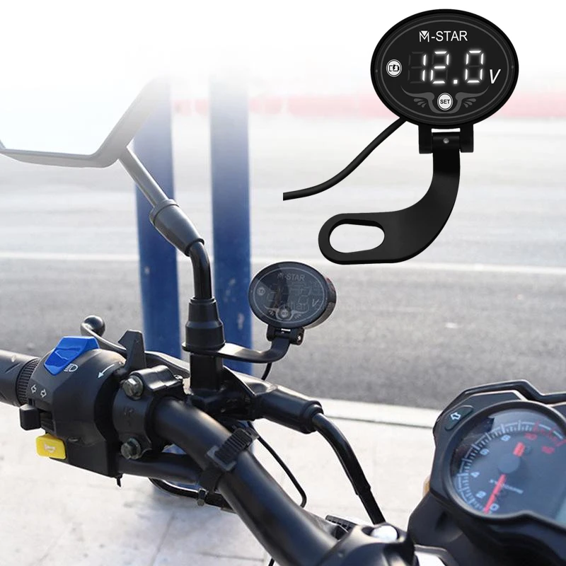 Motorcycle Accessories Voltmeter Battery Power Voltage Monitoring Intelligent Voltmeter High and Low Voltage Alarms