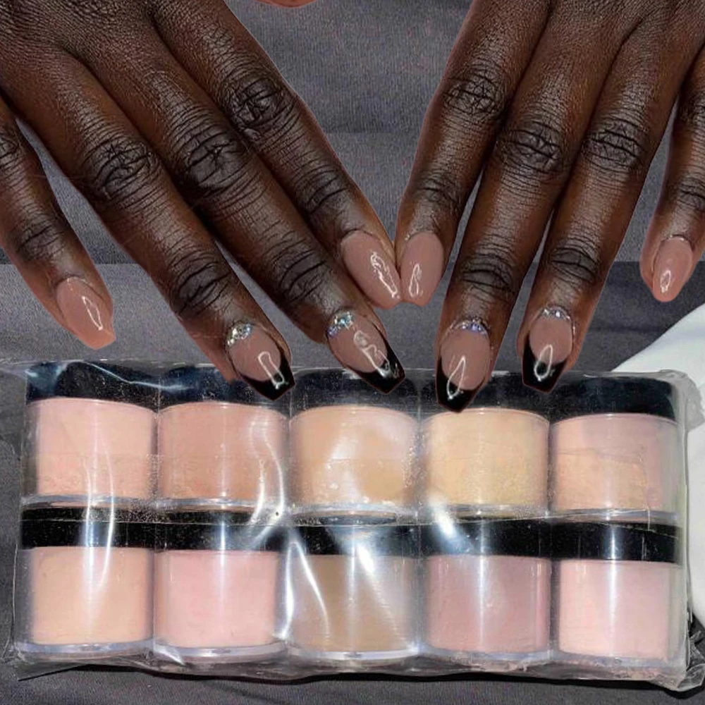 10ml*10Jar Nude Nail Acrylic Powder Set All Seasons Skin Tones Nude Neutral Nail Acrylic for 3D Carving/French Nail Extension&*&