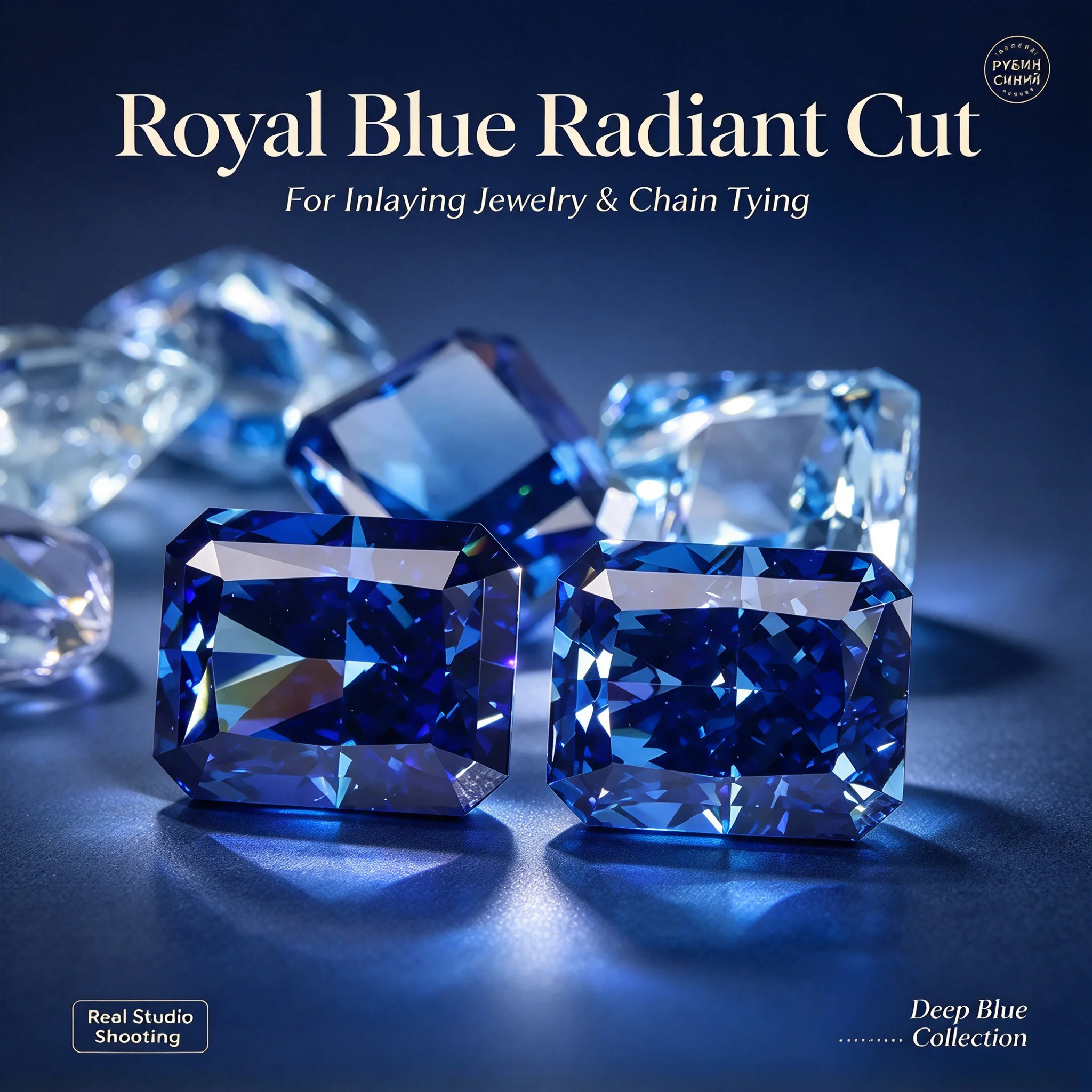 Royal Blue Radiant Cut Sapphire Loose Stone with Certificate, Polished Gemstone for Jewelry Inlay Handmade Craft  Free Shipping