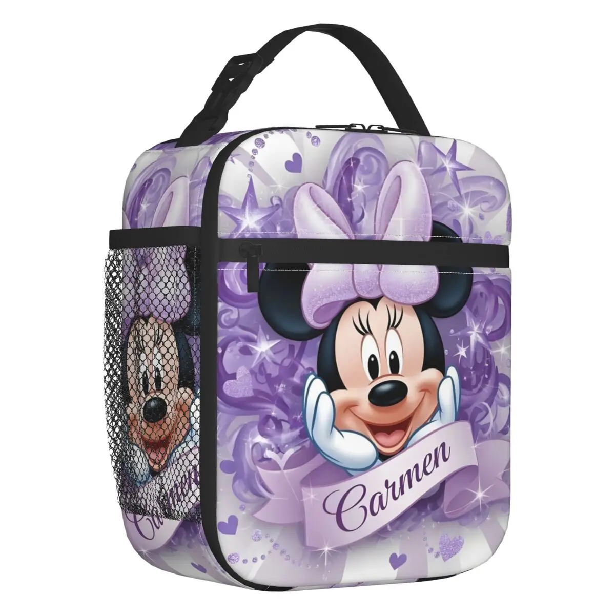 

Custom Minnie Mouse Cartoon Insulated Lunch Bags for Work School Kawaii Anime Resuable Thermal Cooler Lunch Box Women Kids