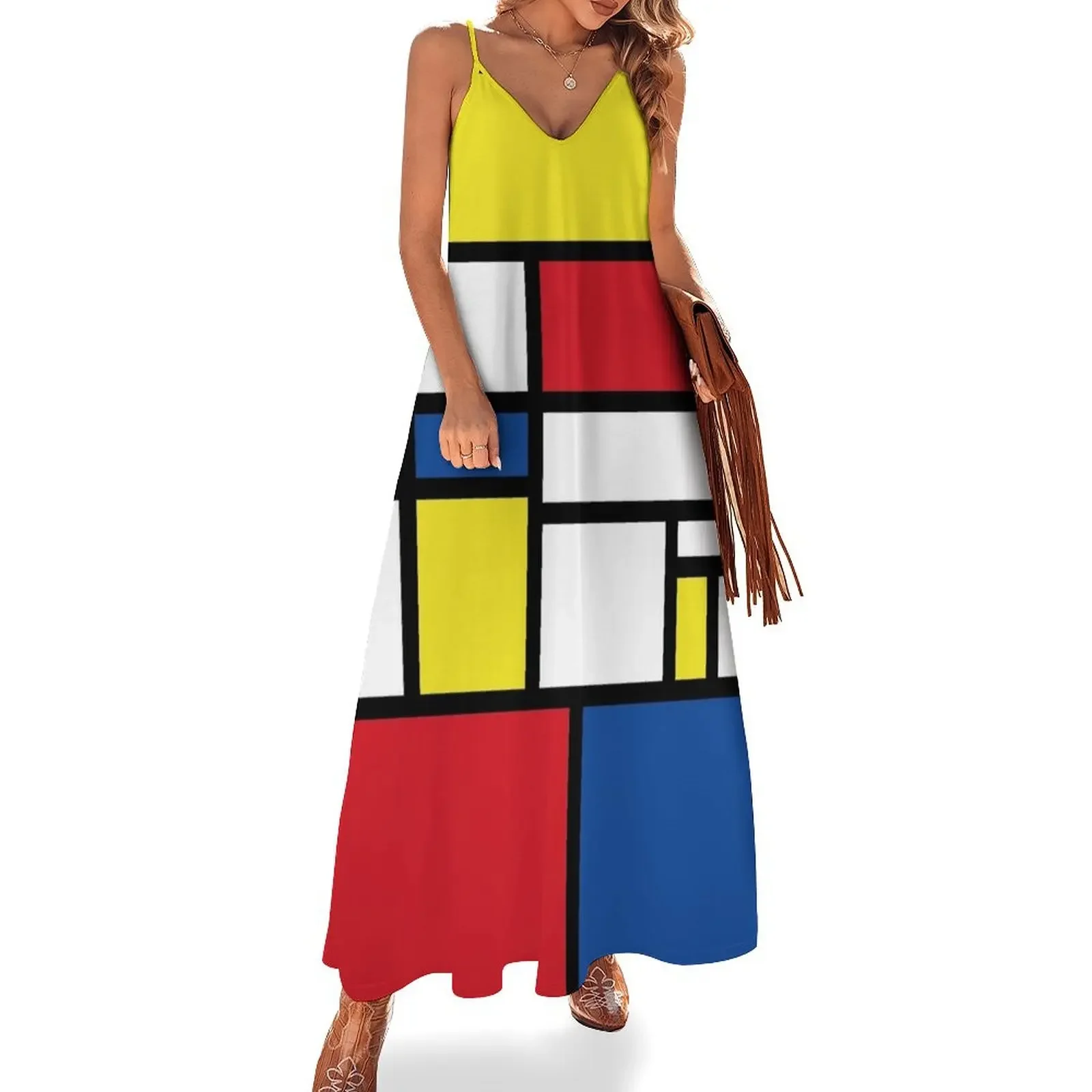 Mondrian Minimalist Avant-Garde De Stijl Modern Art Abstract Sleeveless Dress Women's dresses ceremony dresses Dress