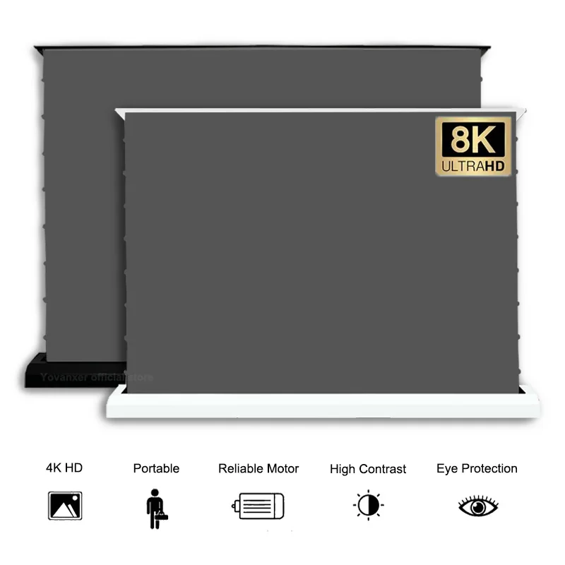 Pantalla de proyector de diamante negro, 100 pulgadas, 2024 superior, 16:9, 1CM, bisel ultraestrecho, cortina de proyección de marco fijo, 4K, HD