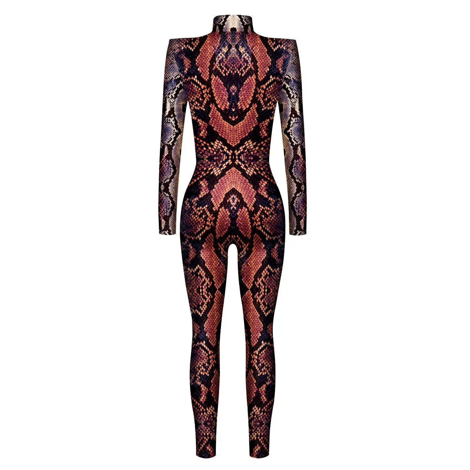 Damen Herren 3D-Gedruckter Tier-Schlangenschädel Cosplay-Bodysuit Erwachsenen-Halloween-Cosplay Zirkus-Radfahrer-Kostüm Karneval-Jumpsuit – Detail 9