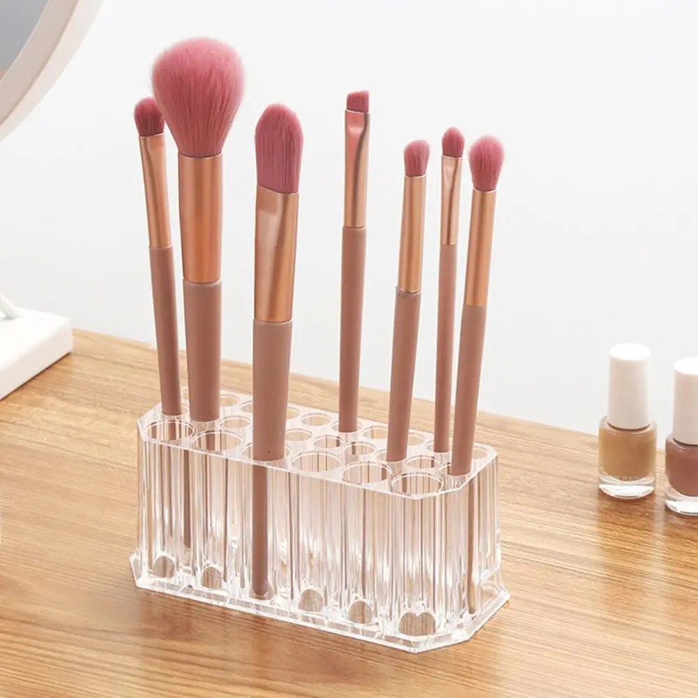 Makeup Brush Organizer Transparent Makeup Brush Holder with 26 Holes Organize Eyebrow Pencils Eyeliners on Vanity or Bathroom