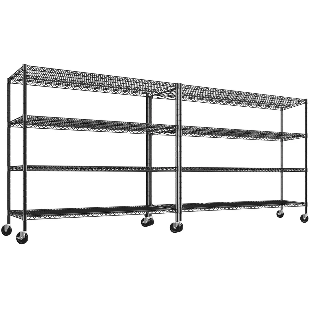 

60" W ×24" D×65.3" H, 4 Tier Wire Shelving 2878LBS Heavy Duty Steel Storage Rack Shelving Adjustable Shelves for Warehouses