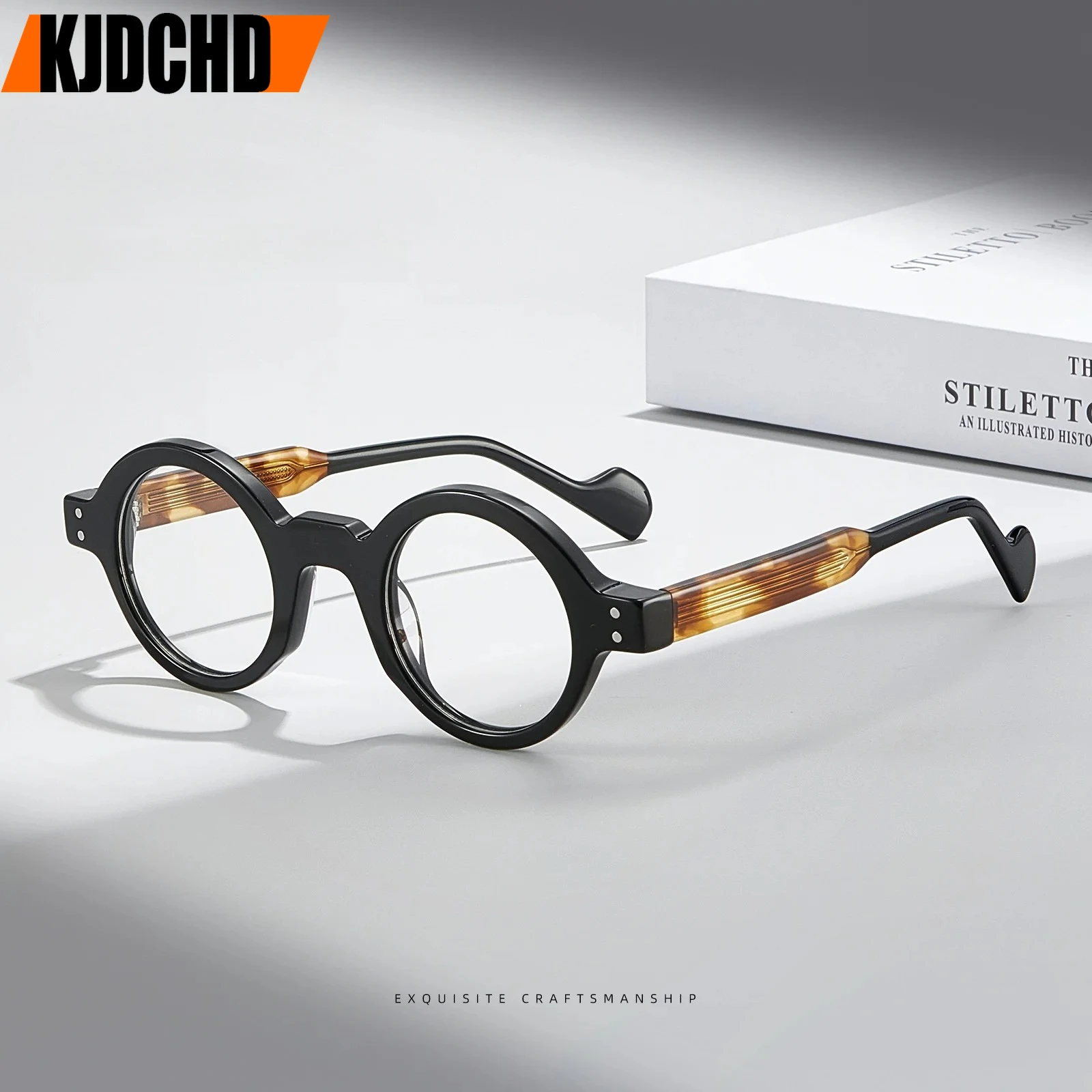 

KJDCHD Ретро круглые очки Высококачественные ацетатные оправы ручной работы в Японии Стильные оптические очки по рецепту для мужчин и женщин