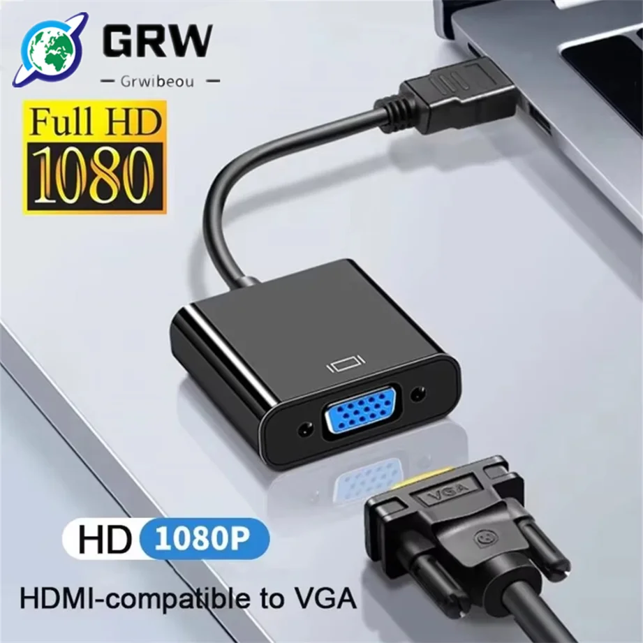 1080P HDMI-compatible to VGA Adapter Digital Analog HDMI-compatible Male To Famale VGA Cable Converter For PC Laptop Tablet HDTV