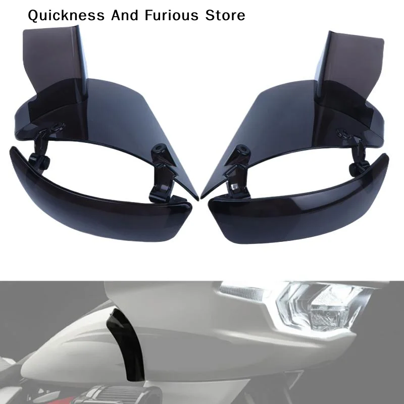 Motorcycle Side Adjustable Wind Deflector Smoke Tinted Windshield Fairing Spoiler For Touring Street Bike 2023 To 2026 Models