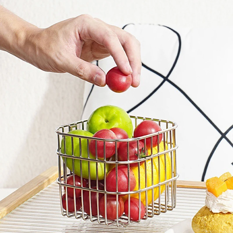 Fruit Drain Basket Kitchen Bar Stainless Steel Fruit Storage Basket Waterproof Fruit Vegetable Drainage Basket Kitchen Supplies