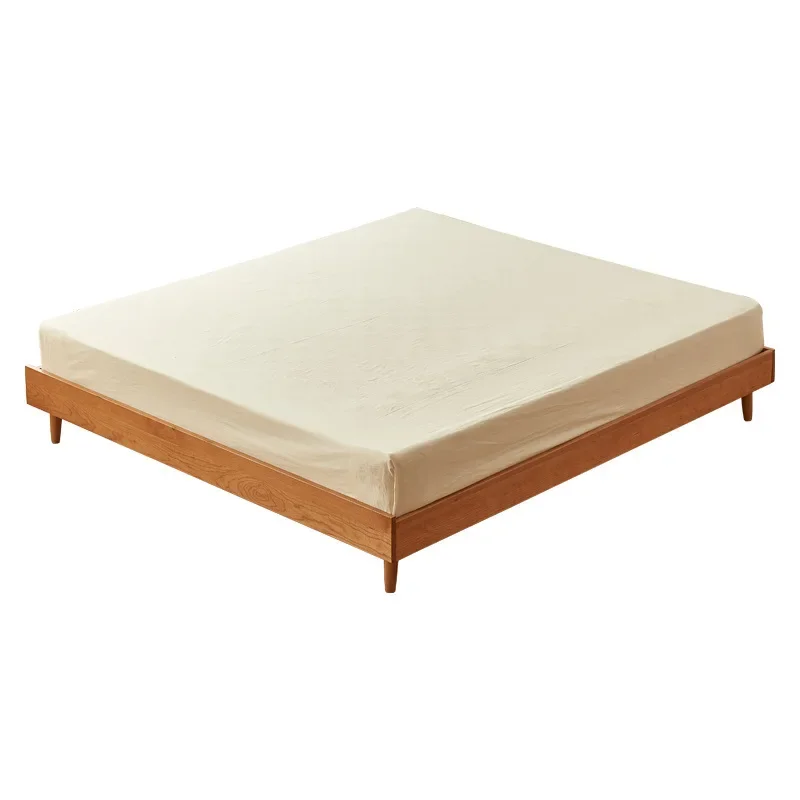 Solid wood bed Nordic 1.5 meters master bedroom cherry wood tatami simple Japanese 1.8 meters no bedside all solid wood