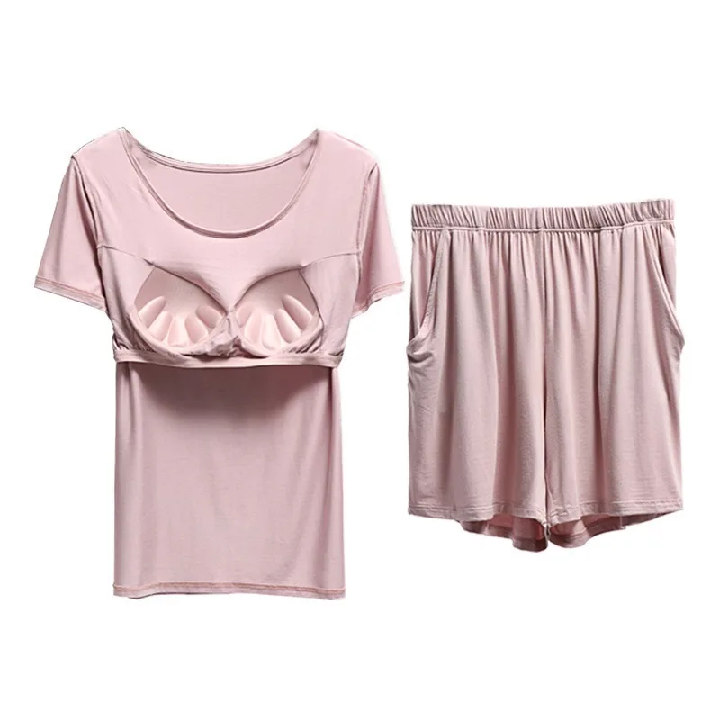 Summer Modal Short Sleeve Short Pants Set Women's Street Stall Five Pants Home Clothes Sleepwear Pajamas Can Be Worn outside