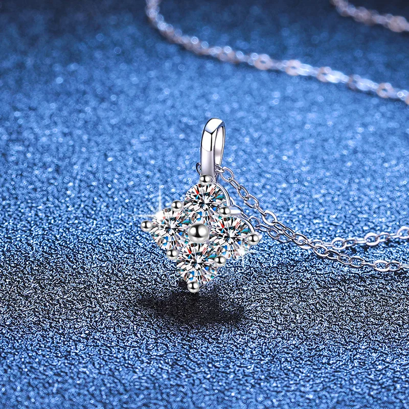 جديد PT950 البلاتين السكر مكعب قلادة قلادة 1.2Ct مويسانيتي المرأة ضوء الفاخرة الترقوة سلسلة بالجملة بث مباشر #3