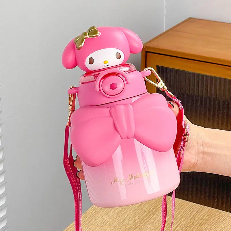 حار سانريو كوب ثرموستاتي Sus316 بلدي ميلودي Kawaii أنيمي موضة هدية طالب الطفل لطيف كوب بقشة كوب ثرموستاتي نمط جديد