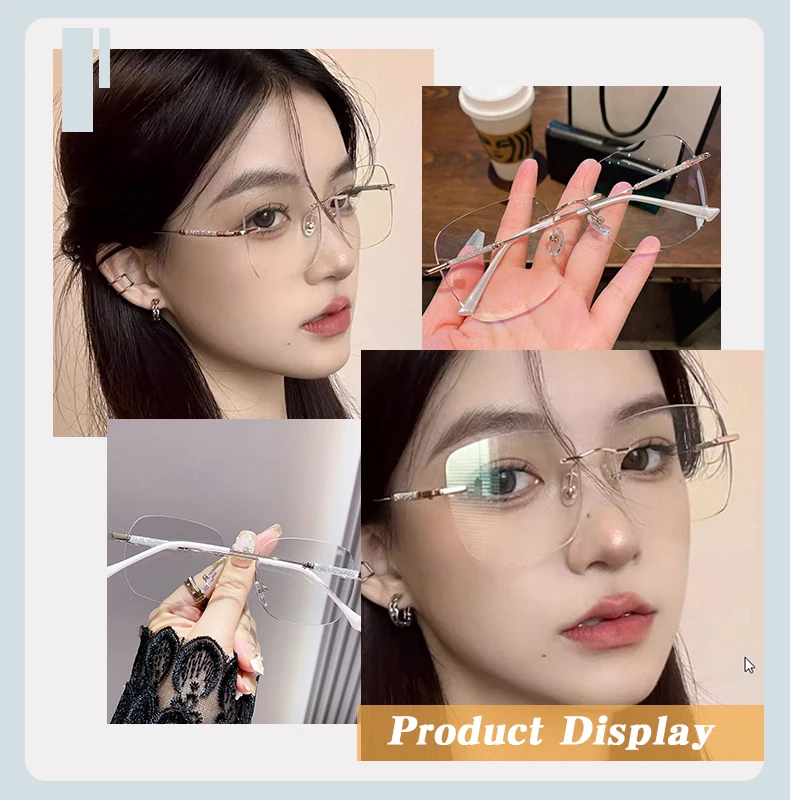 Kacamata Hitam Fotokromik Tanpa Bingkai Persegi Besar Lensa Transisi Trendi untuk Wanita Pria Uniseks Aksesori Fashion