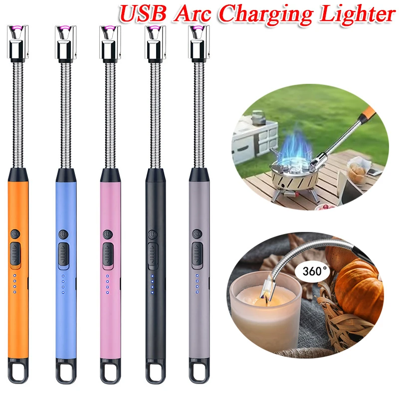 

Metal 360 ° Flexible USB Rechargeable Multifunctional Arc Igniter Windproof Suitable for Candles Barbecue Camping, Fireplace