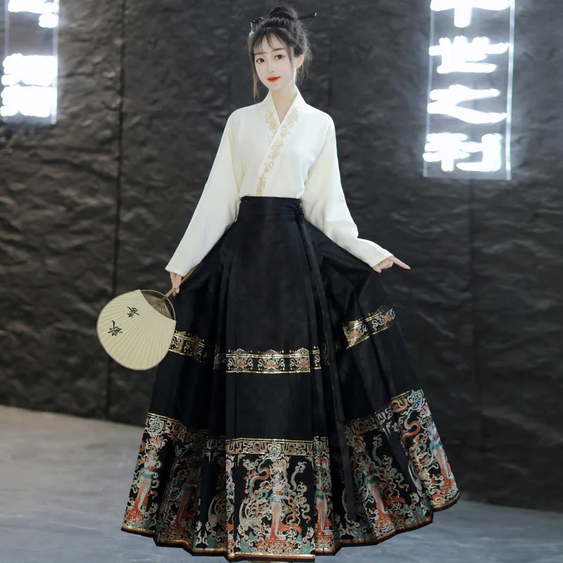 

Original 2025 New Hanfu Women's Ming Dynas eup Flower Tail Skirt Set Improved Ancient Costume Spring Summer