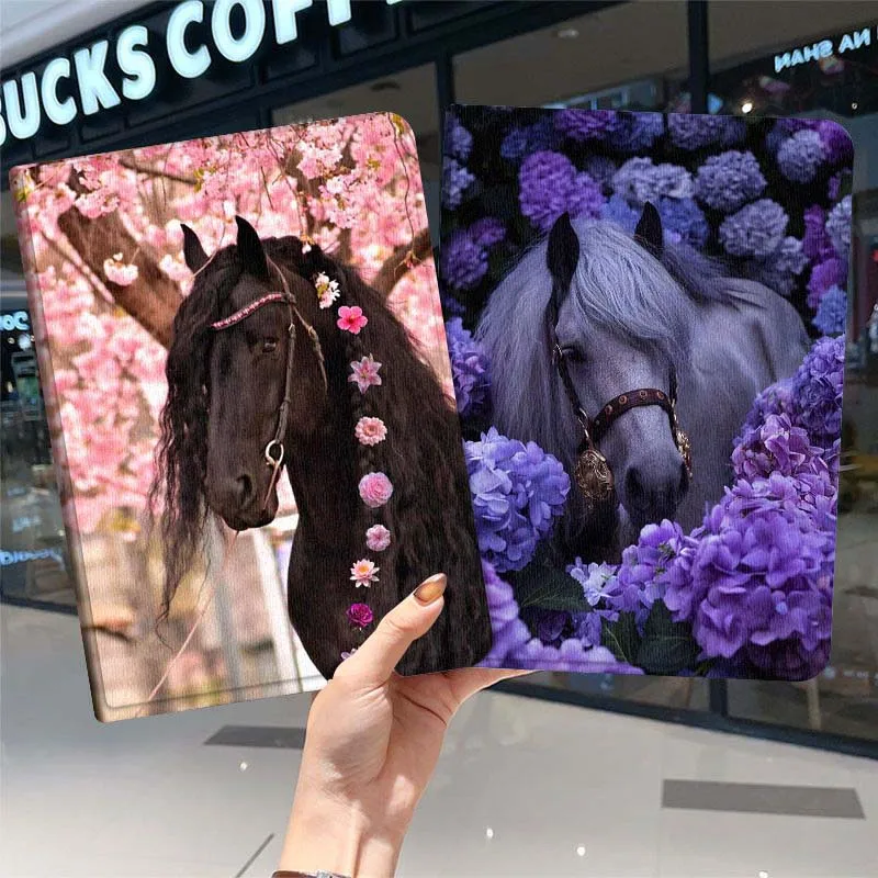 

Black Horse Cherry Blossom Tablet Case For iPad Pro Air Mini 1 2 3 4 5 6 7 7th 8th 9th 10th 11th 10.2 9.7 10.5 10.9 11 2024 2025