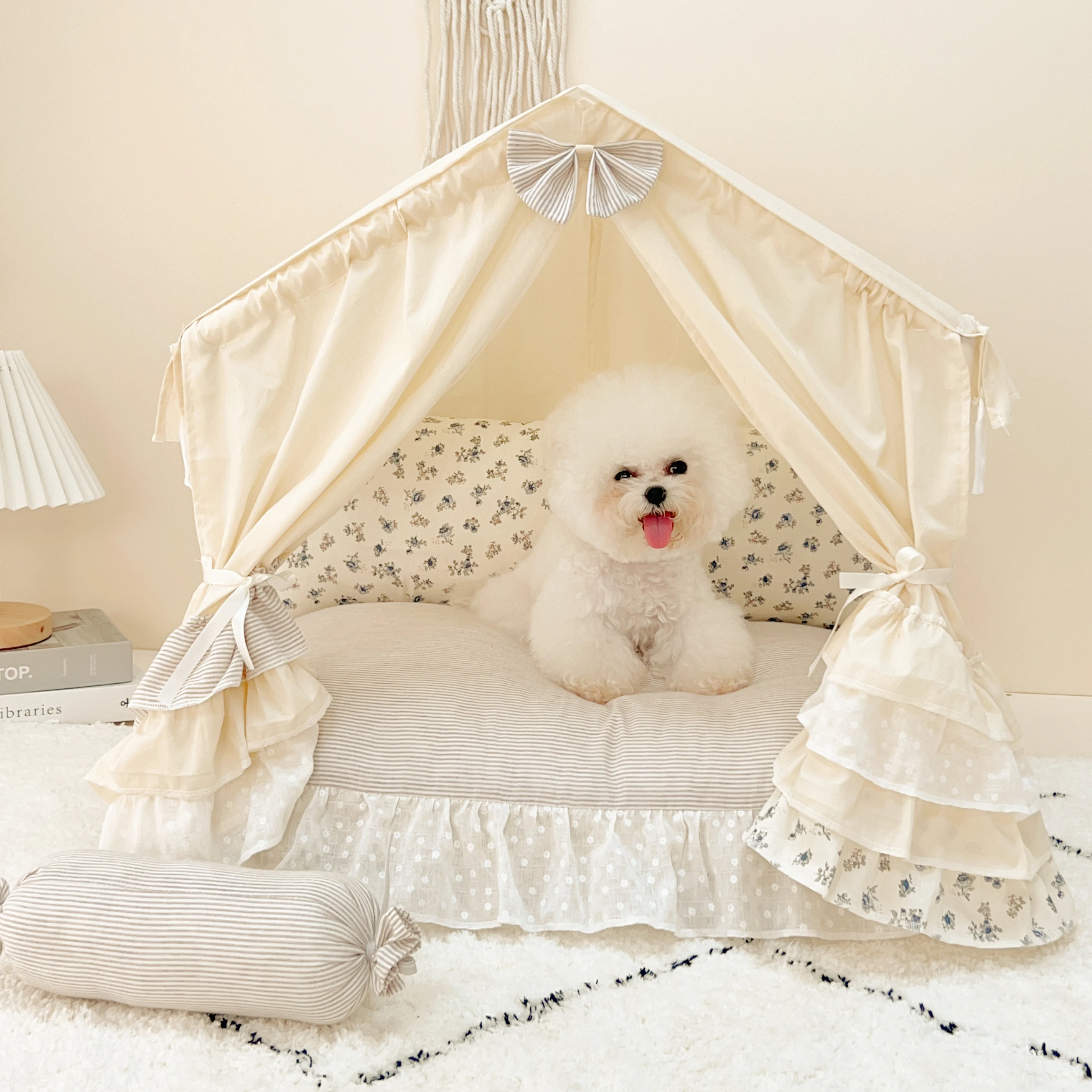 

‌Pop Up Pet Tent for Small Dogs & Cats - Breathable Teepee Design, All-Season Machine Washable Kennel Portable Indoor Outdoor